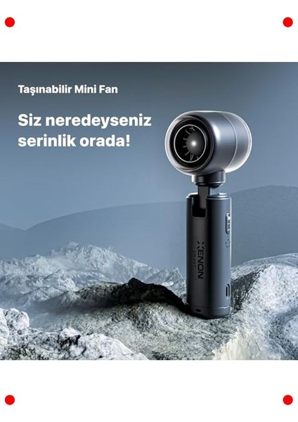 Taşınabilir USB C Mini Fan, 5 Hız Kademeli, Gri modelleri