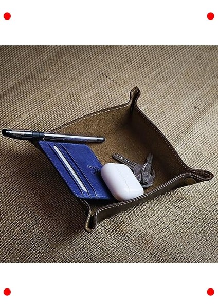 Hakiki Deri Katlanabilir Masa Düzenleyici Tepsi Kahve