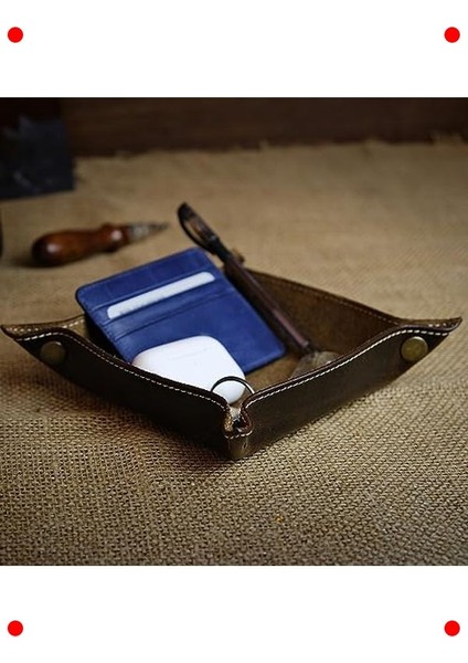 Hakiki Deri Katlanabilir Masa Düzenleyici Tepsi Kahve indirimleri