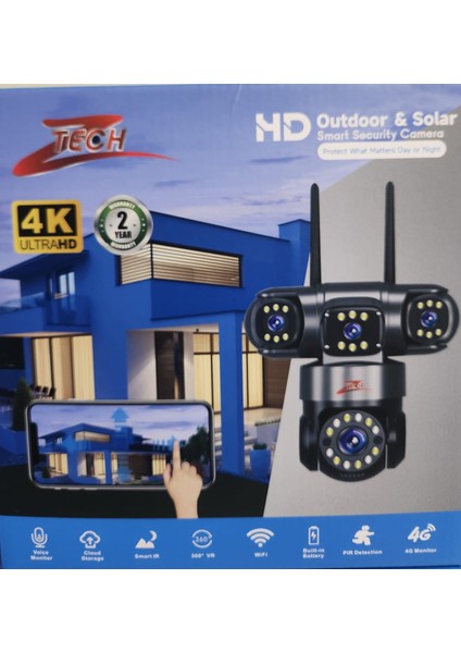 Ztech Z6PRO 4 Kameralı Ptz Wi-Fi Kamera Gece Renkli Görüş | Hieasy Adaptör Dahil indirimleri