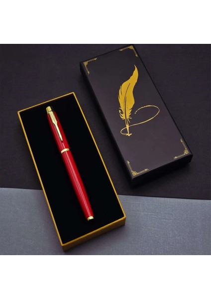 Tüylü Kalem Motif Kutulu Kırmızı Roller Kalem