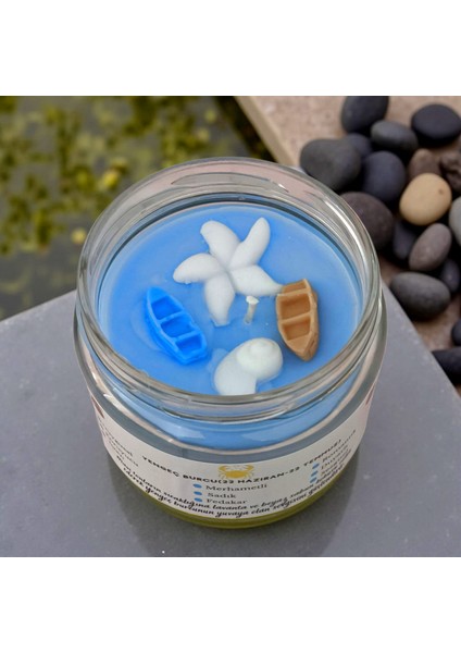 Yengeç Burcu Kokulu Mum – Açık Mavi Soya Wax El Yapımı Lavanta & Beyaz Sabun Mum modelleri
