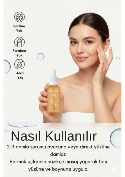 C Vitamini Serum - Leke Karşıtı, Cilt Aydınlatıcı, Nemlendirici ve Cilt Tonu Eşitleyici Serum - 30ML