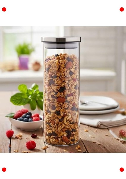 Vakumlu Kapaklı Borosilikat Cam Kavanoz, 1 Litre