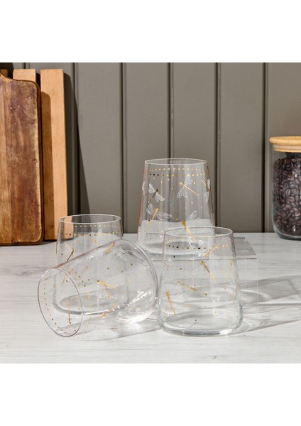 Dragonfly 4'lü Su Bardağı - Renkli - 420 ml