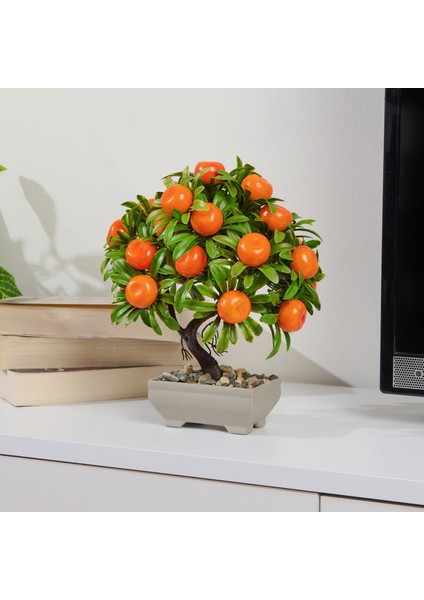 Dekor Yapay Mandalina Ağacı - Turuncu - 24X18 cm