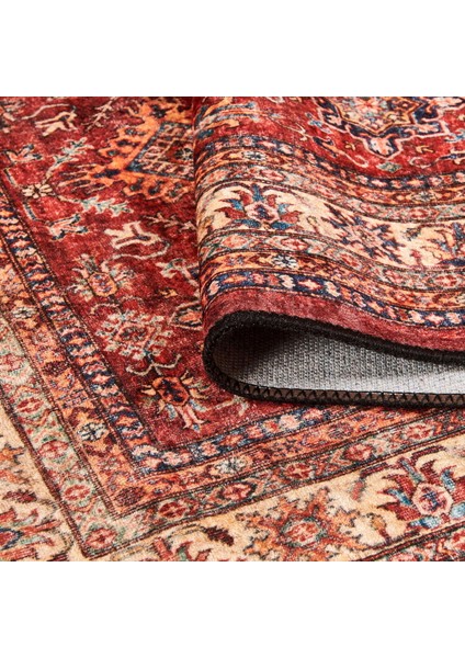 Soft Line Afgan Desenli Halı - Kırmızı - 80X150 cm modelleri