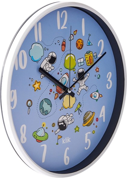 Slim Uzay Çocuk Odası Saati - Mavi - 30 cm fiyatları