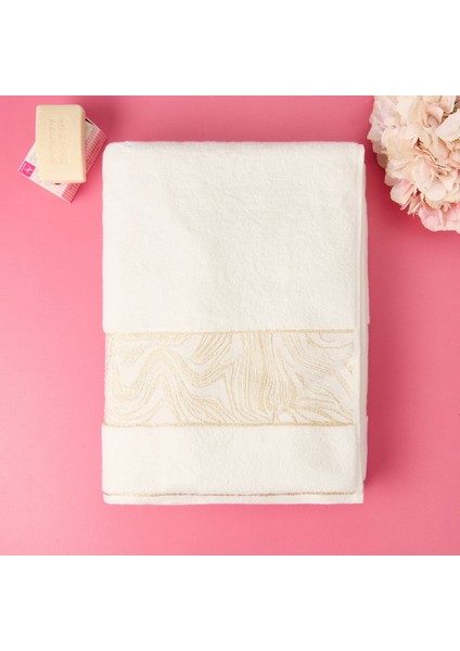 Soft Simli Banyo Havlusu - Beyaz - 90X150 cm