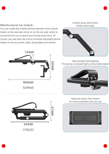 Araç Güneşliği & Dikiz Aynası Telefon Tutucu | 360° Döner indirimleri