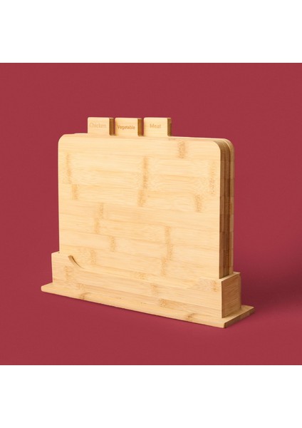 Piero 3'lü Stantlı Kesme Tahtası - Açık Kahverengi - 27 cm