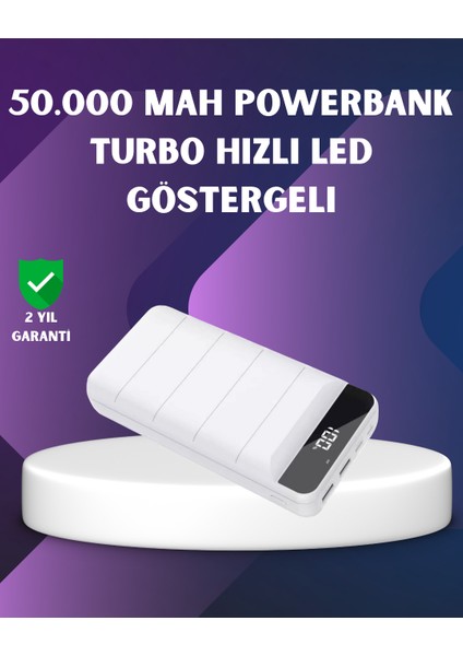 Techmrt 50000MAH Yüksek Kapasiteli Powerbank Hızlı Şarj ve LED Ekranlı