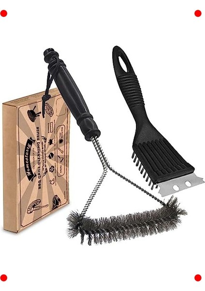 2'li Barbekü Izgara Temizleyici Fırça & Kazıyıcı Seti