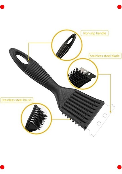 2'li Barbekü Izgara Temizleyici Fırça & Kazıyıcı Seti modelleri