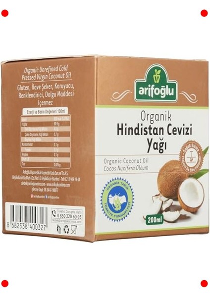 Organik Hindistan Cevizi Yağı 200 ml fiyatları