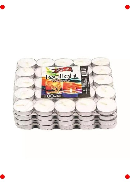 Beyaz Tealight Mum Seti (100 Adet)
