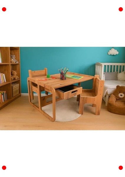 Çekmeceli Çocuk Ahşap Aktivite Masası ve Sandalye Takımı fiyatları