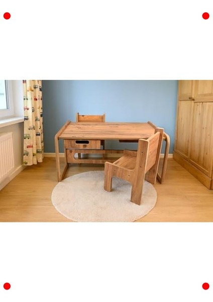 Çekmeceli Çocuk Ahşap Aktivite Masası ve Sandalye Takımı fırsatları
