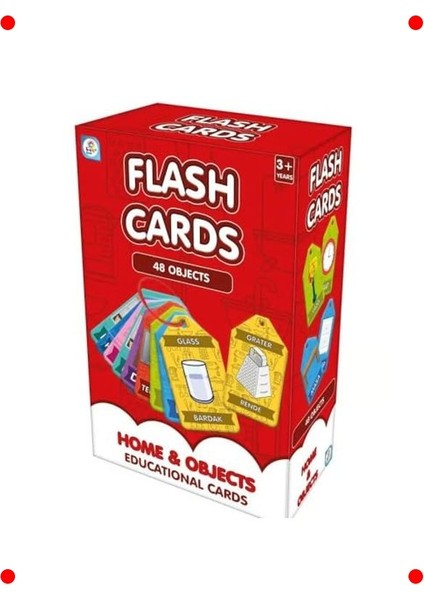 Ev ve Nesneler Türkçe-Ingilizce Eğitim Kartları (48 Adet)