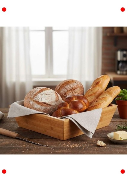 Lüks Bambu Kare Ekmek & Meyve Sepeti (20 Cm) fiyatları