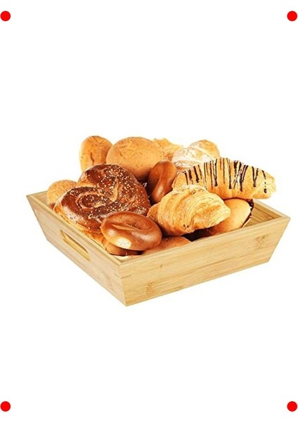 Lüks Bambu Kare Ekmek & Meyve Sepeti (20 Cm) fırsatları