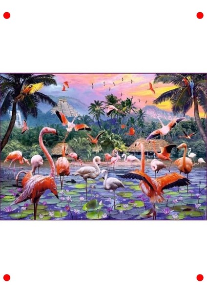 Pembe Flamingolar 1000 Parça Sanatsal Yapboz fiyatları