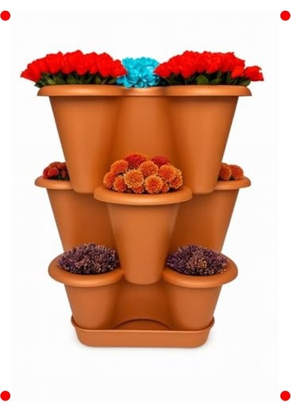 3 Katlı Şanslı Yonca Dekoratif Saksı Seti