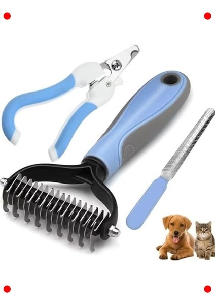 3'lü Evcil Hayvan Bakım Seti: Tarak, Makas, Törpü