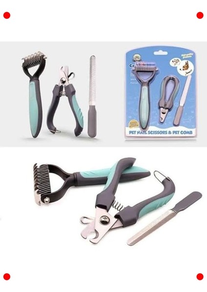 3'lü Evcil Hayvan Bakım Seti: Tarak, Makas, Törpü fırsatları
