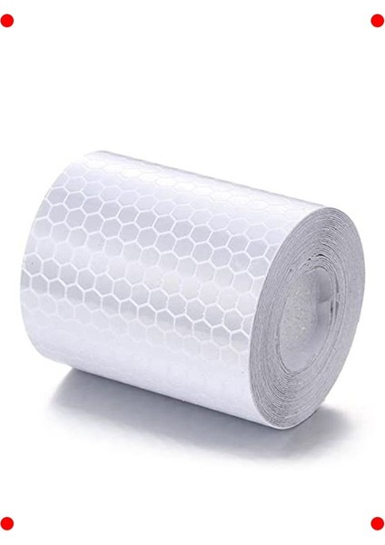 Reflektörlü Şerit Ikaz Bandı, 5 Metre, Beyaz