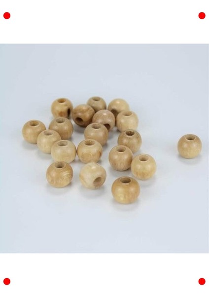 17MM Delikli Ahşap Boncuk Seti (10 Adet)