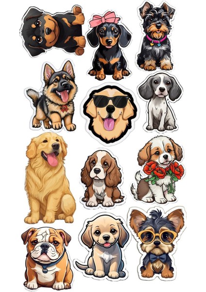 Köpekler Telefon Laptop Notebook Tablet Defter Matara Stiker Etiket ST2274
