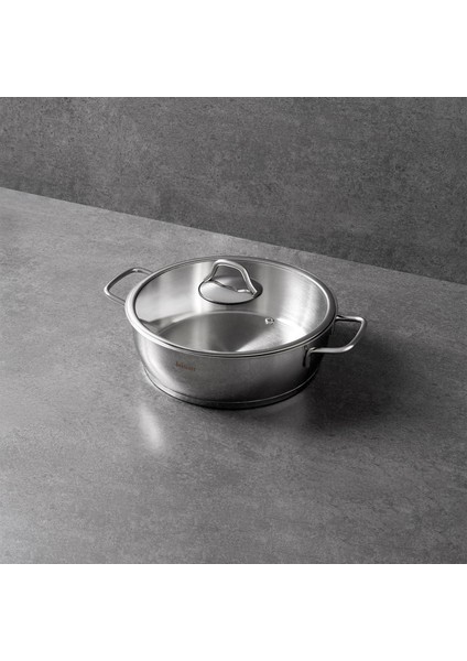 Teos Çelik Basık Tencere - Inox - 26 cm