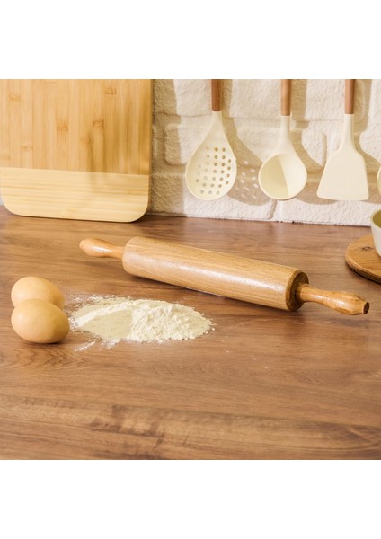 Dönerli Kayın Merdane - Açık Kahverengi - 47 cm