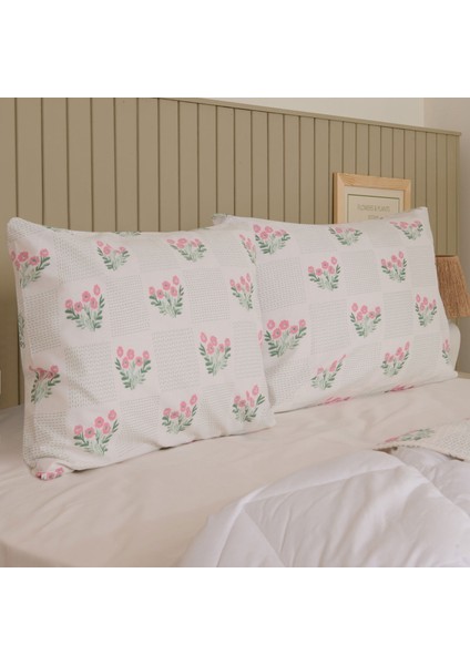 Soft Folky Çift Kişilik Pike Takımı - Beyaz / Pembe fiyatları