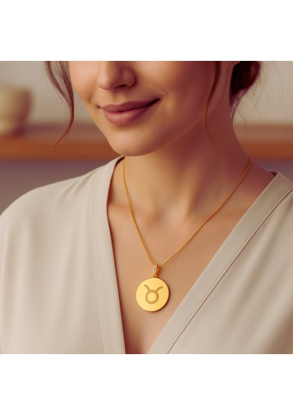 316L Çelik Boğa Burcu Kolye – Kadın Zodyak Sembolü – Altın Kaplama