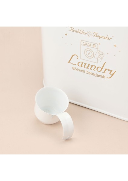 Bath 2 Bölmeli Plastik Kapaklı Metal Deterjan Kutusu - Beyaz - 12 Lt modelleri