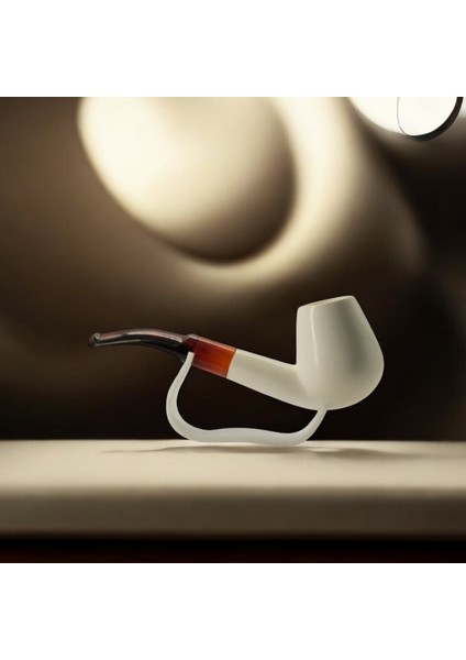 El Yapımı Yumurta Gövde Lületaşı Pipo 15 cm – Serin Içim, Kehribar Tonlu Ağızlık, Filtre Takılabilir