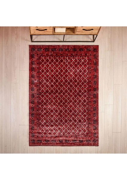 Soft Zarmine Afgan Desenli Halı - Kırmızı - 160X230 cm
