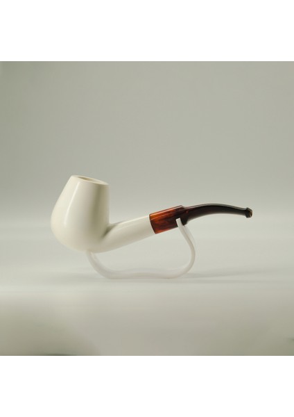 El Yapımı Yumurta Gövde Lületaşı Pipo 15 cm – Serin Içim, Kehribar Tonlu Ağızlık, Filtre Takılabilir fırsatları