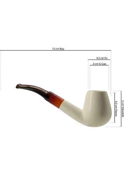 El Yapımı Yumurta Gövde Lületaşı Pipo 15 cm – Serin Içim, Kehribar Tonlu Ağızlık, Filtre Takılabilir