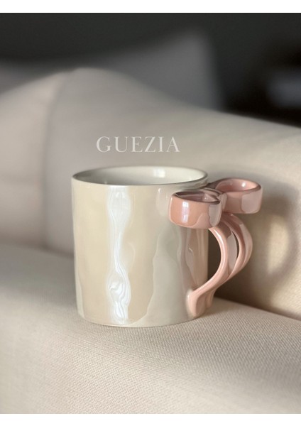 Pinky Shine Ribbon Mug | Kurdele Porselen Kupa 350 ml
