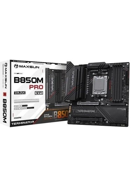 Termınatör B850M Pro Dark Wıfı7 Ddr5 Hdmı-Dp Typec Pcıe 5.0 1851P Matx