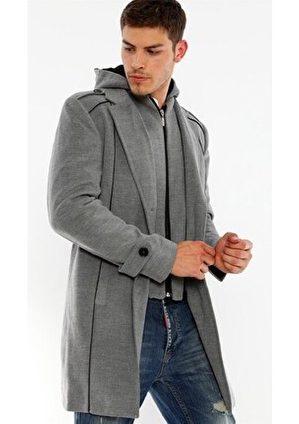 Erkek Palto Uzun Kollu Çizgili Tasarım %70 Yün 30 Polyester Midi Boy