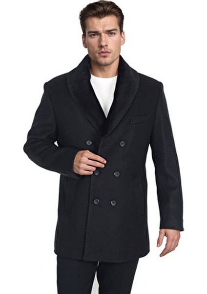 Oksit Piero Erkek Deri Kaban Extra Slim Fit Polarlı Uzun Kol Düz Desen