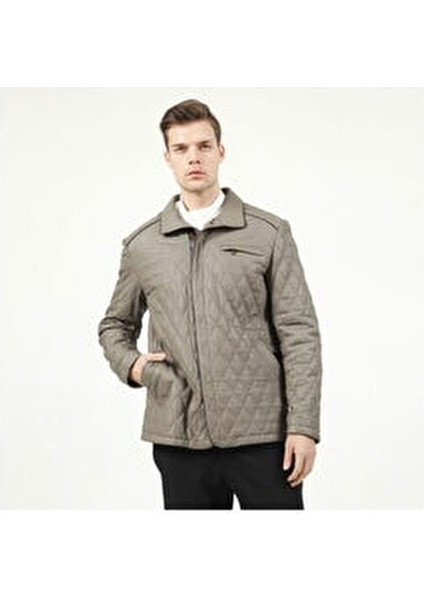 E-1012 Gummy Gerçek Deri Erkek Kaban Kısa Kol Uzun Tasarım Şık ve Rahat