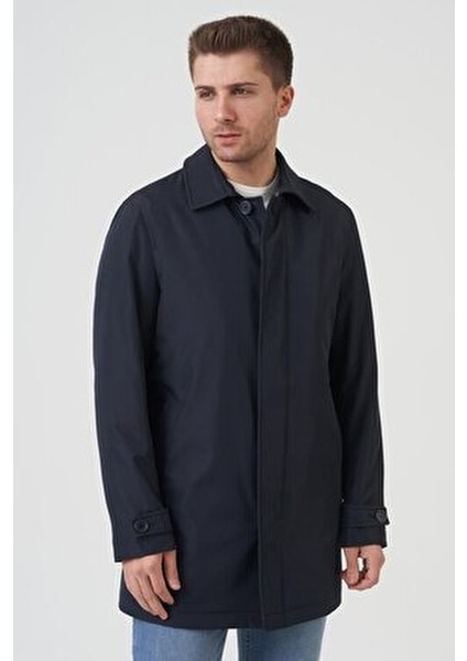 Slim Fit Kaban Pardesu Polyester Erkek Midi Uzun Kol Laci Renk Düz Desen indirimleri