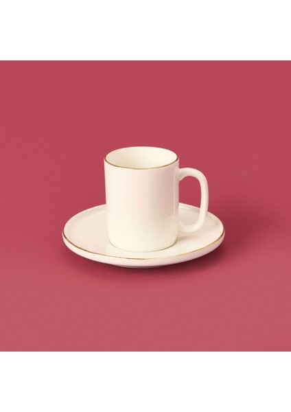 Porselen 12 Parça Altın Yaldızlı Kahve Fincan Seti - Beyaz modelleri