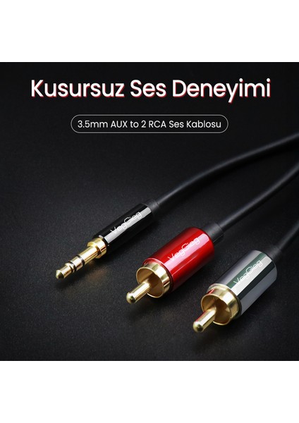 3.5mm AUX to 2 RCA Ses Kablosu 2 Metre modelleri