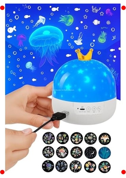 Çocuklar Için 360° Dönen Yıldız Gece Lambası Projektör fiyatları